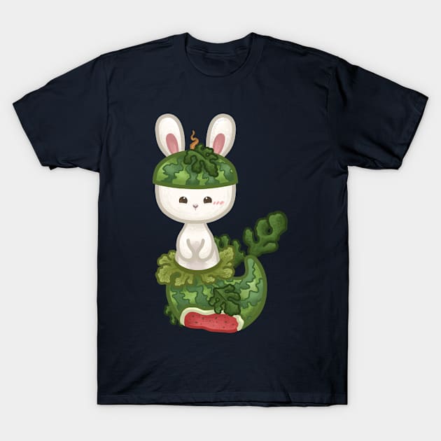 Bunny Watermelon Mermaid T-Shirt by Khotekmei